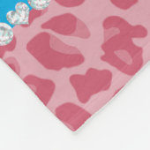 Couverture Polaire Personalized name pretty pink leopard blue stripe (Coin)