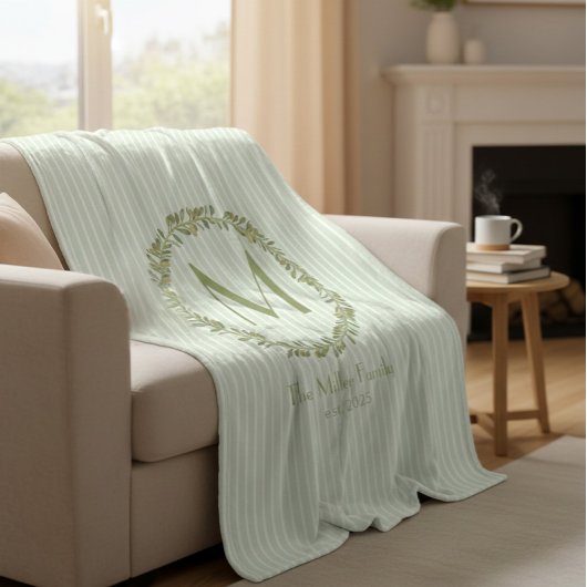 Couverture Polaire Personalized Olive Wreath Monogram 