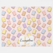 Couverture Polaire Personalized Pastel Bookish Aesthetic Pattern Pink (Devant (Horizontal))