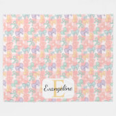 Couverture Polaire Personalized Pastel Bow Aesthetic Pink Gingham (Devant (Horizontal))