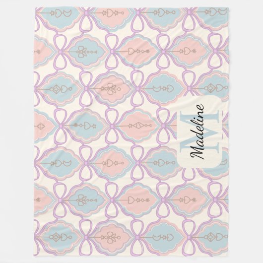Couverture Polaire Personalized Pastel Bows Monogram Name Blanket (Devant)