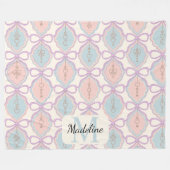 Couverture Polaire Personalized Pastel Bows Monogram Name Blanket (Devant (Horizontal))