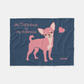 Couverture Polaire Personalized Pastel Pink Chihuahua Valentine (Devant (Horizontal))