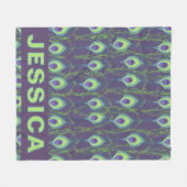 Couverture Polaire Personalized Peacock Feather Purple Lime Green (Devant (Horizontal))