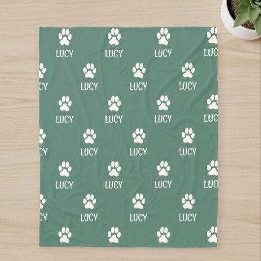Couverture Polaire Personalized pet blanket with name and paw print