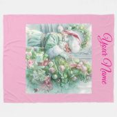 Couverture Polaire Personalized Pink Vintage Christmas Poinsettia Fle (Devant (Horizontal))
