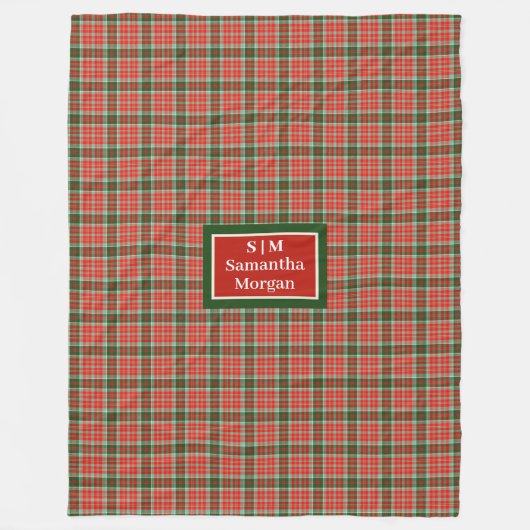 Couverture Polaire Personalized Plaid Blanket Chic Red Green Xmas (Devant)