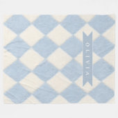 Couverture Polaire Personalized Preppy Soft Blue Fuzzy Argyle Name (Devant (Horizontal))