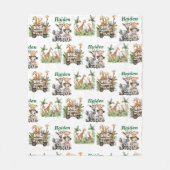 Couverture Polaire Personalized Safari Baby Name Jungle Animal (Devant)