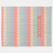 Couverture Polaire Personalized Scandinavian Pastel Knit Pattern Name (Devant (Horizontal))