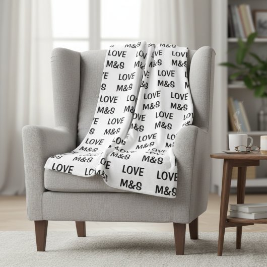 Couverture Polaire Personalized Sherpa Fleece Initial Blanket, Custom