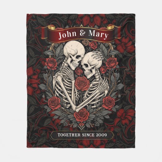 Couverture Polaire Personalized Skeleton Lovers Blanket | Gothic Wedd (Devant)