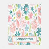 Couverture Polaire Personalized Teal and Pink Floral (Devant)