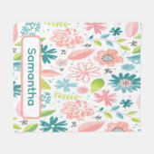 Couverture Polaire Personalized Teal and Pink Floral (Devant (Horizontal))