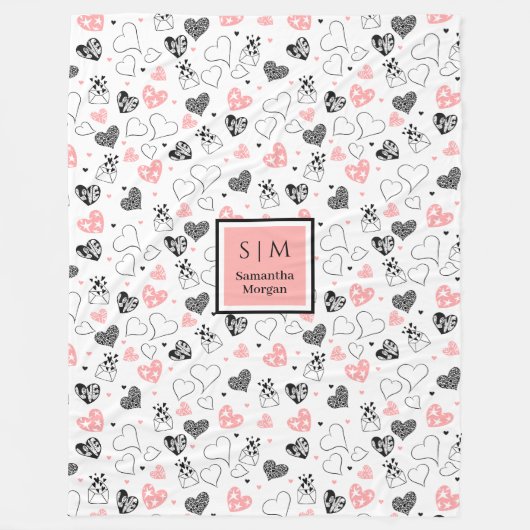 Couverture Polaire Personalized Valentine Gift Blanket Hand Drawn Tex (Devant)
