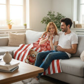 Couverture Polaire personalized valentines red striped bear 