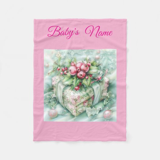 Couverture Polaire Personalized Vintage Pink Christmas Baby Blanket – (Devant)