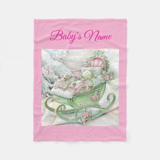 Couverture Polaire Personalized Vintage Pink Christmas Baby Blanket (Devant)