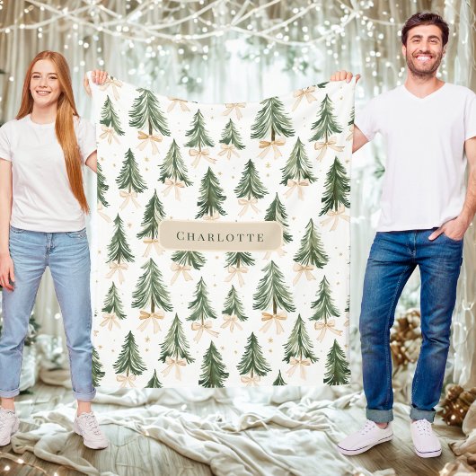 Couverture Polaire Personalized Watercolor Christmas Tree Blanket