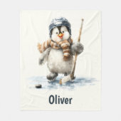 Couverture Polaire Personalized Winter Penguin Hockey Kid (Devant)