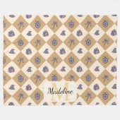 Couverture Polaire Personalized Wizard School Gold Monogram Name (Devant (Horizontal))