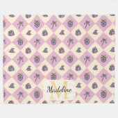 Couverture Polaire Personalized Wizard School Monogram Name Pink (Devant (Horizontal))