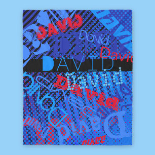 Couverture Polaire Personnalisable avec un nom ou un mot Bleu Noir