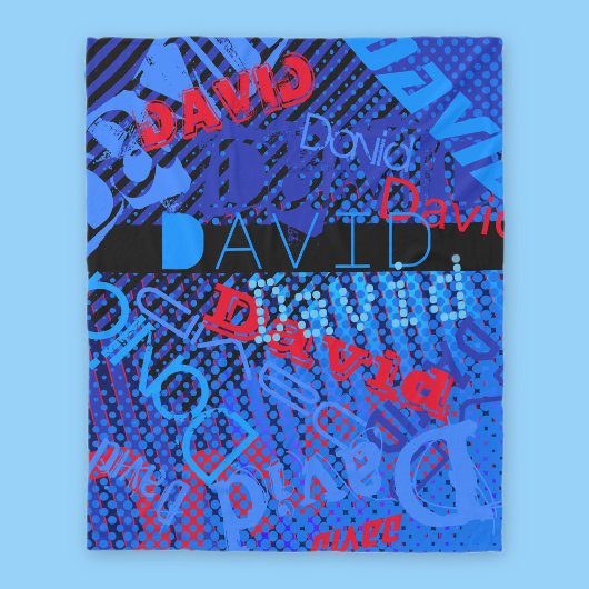 Couverture Polaire Personnalisable avec un nom ou un mot | Bleu Noir 