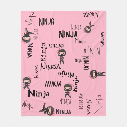 Couverture Polaire Personnalisable Ninja Girls Rose (Devant)
