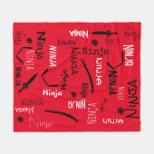 Couverture Polaire Personnalisable Ninja Rouge Noir Blanc Katana Moti (Devant (Horizontal))