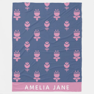Couverture Polaire Personnalisation de la flore scandinave bleue de N