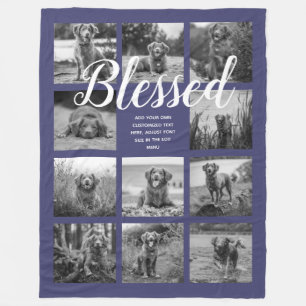 Couverture Polaire Personnalisé 11 Photo Collage BLESSED Navy Blue
