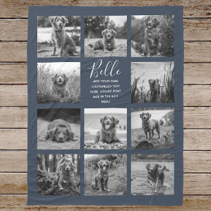Couverture Polaire Personnalisé 11 Photo Collage Bleu foncé