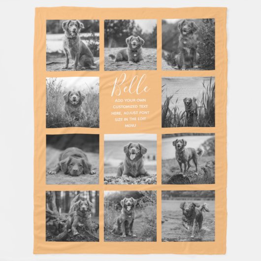 Couverture Polaire Personnalisé 11 Photo Collage Orange (Devant)