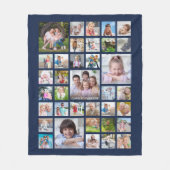 Couverture Polaire Personnalisé 36 Photo Collage Navy Blue (Devant)
