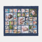 Couverture Polaire Personnalisé 36 Photo Collage Navy Blue (Devant (Horizontal))