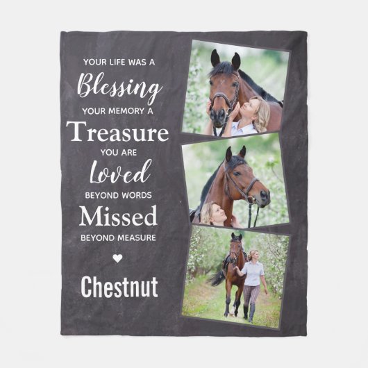Couverture Polaire Personnalisé 3 Photo Pet Horse Memorial (Devant)