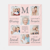 Couverture Polaire Personnalisé 6 Photo Collage rose dans la mémoire (Devant)