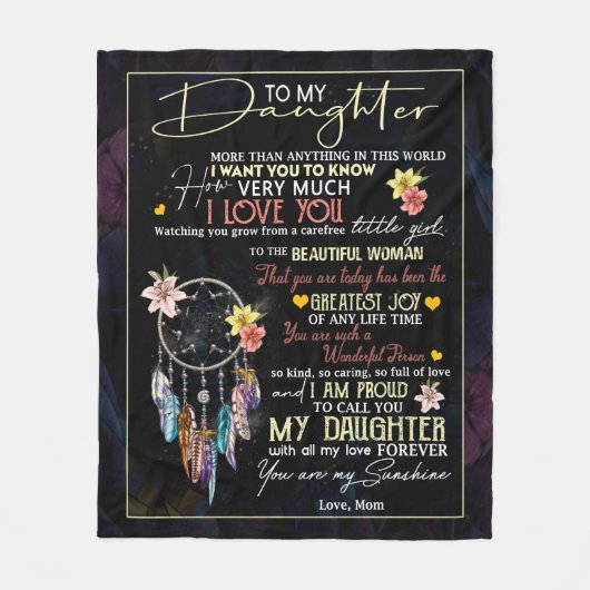 Couverture Polaire Personnalisé À Ma Fille, Amour De Maman (Devant)