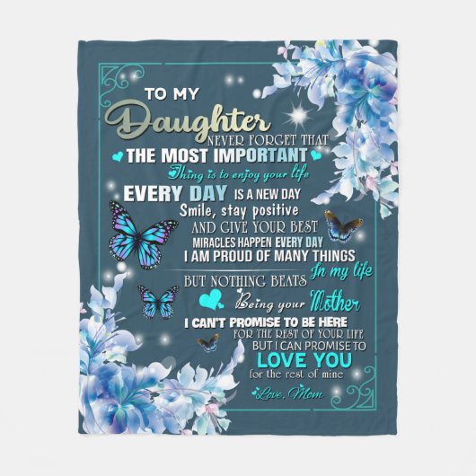 Couverture Polaire Personnalisé À Ma Fille De Maman Papillon (Devant)