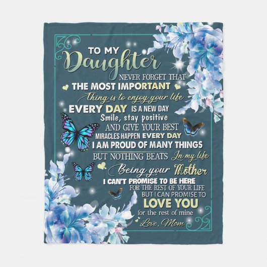 Couverture Polaire Personnalisé À Ma Fille De Maman Papillon (Devant)