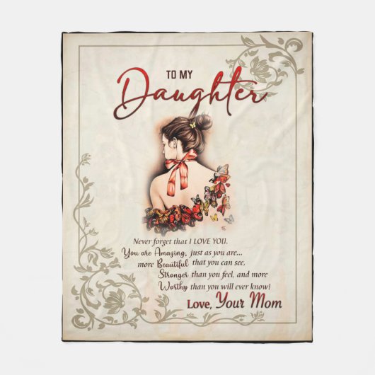 Couverture Polaire Personnalisé À Ma Fille De Maman Papillon Bla (Devant)