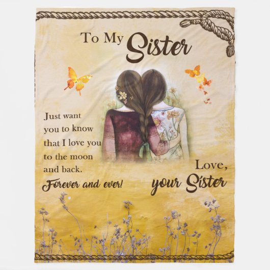 Couverture Polaire Personnalisé à ma soeur Blanket (Devant)