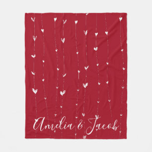 Couverture Polaire Personnalisé amour Couple Noms coeurs Blanket