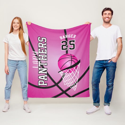 Couverture Polaire Personnalisé - Basket-ball Sport Design - Rose (En situation)