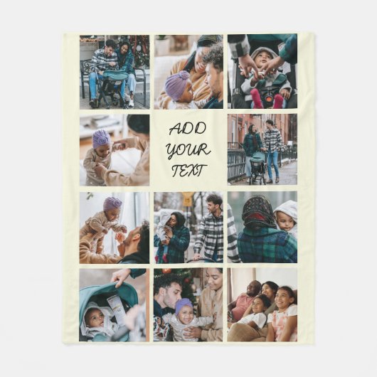 Couverture Polaire Personnalisé Beige 11 Photo Collage (Devant)
