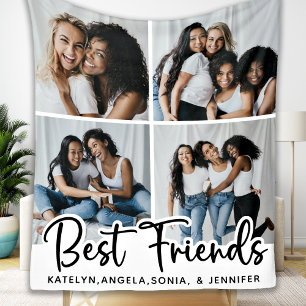 Couverture Polaire Personnalisé Best Friends 4 Photo Collage