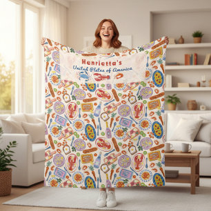 Couverture Polaire personnalisé capricieux nourriture dessinée à la m