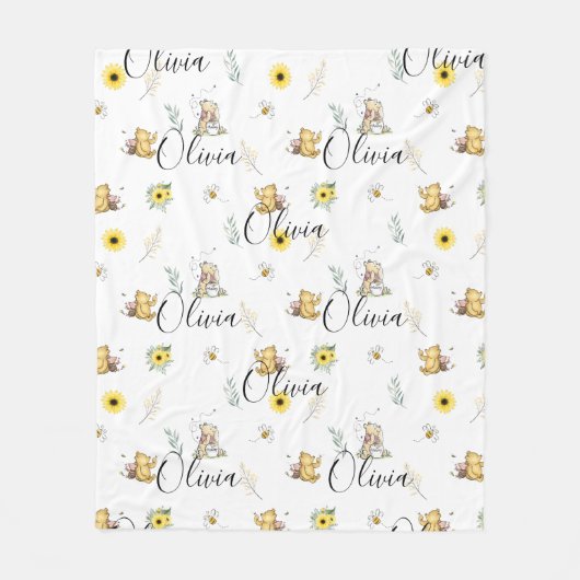 COUVERTURE POLAIRE PERSONNALISÉ CLASSIQUE OURS DE VIN BÉBÉ BLANKET CA (Devant)