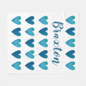 Couverture Polaire Personnalisé Cute Blue Hearts Valentines Day (Devant (Horizontal))